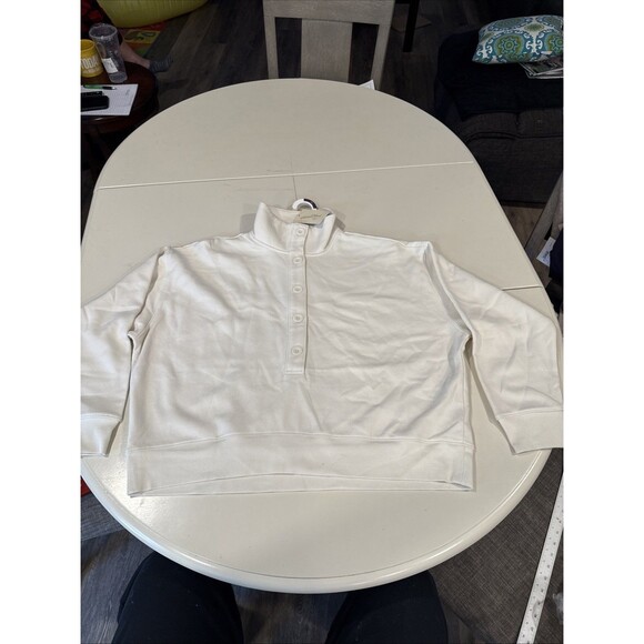 Women's Button Front Pullover Sweatshirt Cream XL Universal Thread - Picture 1 of 9